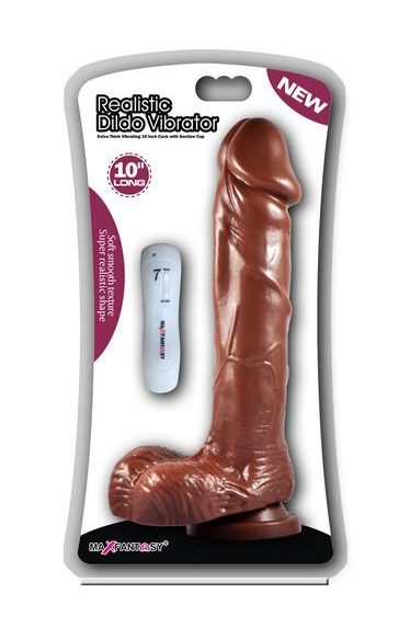 Bursa Erotik Shop Realistik dildo penis 10'' titreşimli kahve