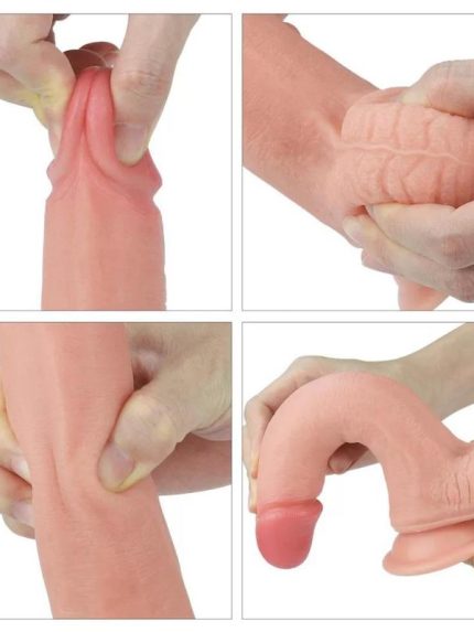 Bursa Erotik Shop 20 CM Yumuşak Dokulu Çift Katmanlı Platin Silikon Realistik Penis