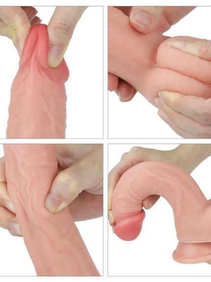 Bursa Erotik Shop 20 CM Yumuşak Dokulu Çift Katmanlı Platin Silikon Realistik Penis