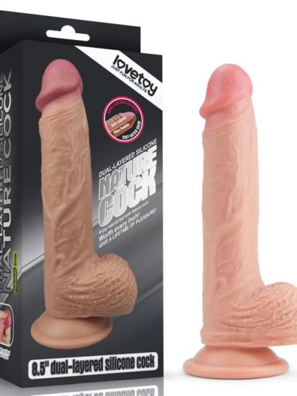 Bursa Erotik Shop 22 CM Yumuşak Dokulu Çift Katmanlı Platin Silikon Realistik Penis