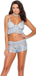 Bursa Erotik Shop Mavi Transparan Şort Büstiyer Takım