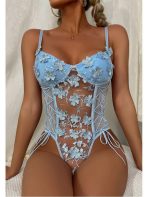 Bursa Erotik Shop Çiçek Desenli Transparan Bodysuit