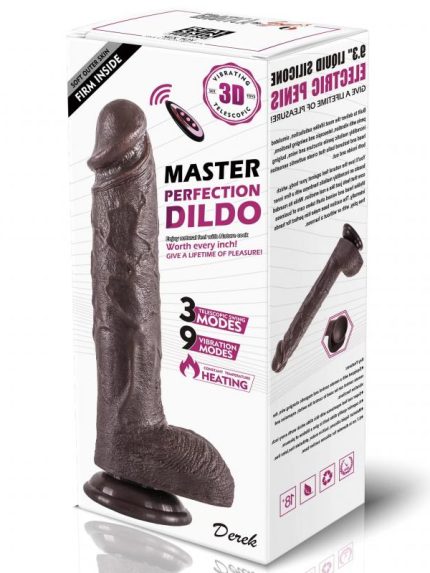 Bursa Erotik Shop Master Perfection Dildo Derek - Isıtmalı İleri Geri Hareketli ve Rotasyonlu Gerçekçi Damarlı Zenci Yapay