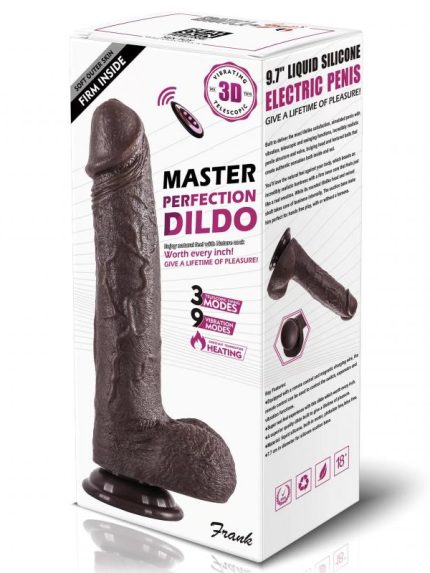 Bursa Erotik Shop Master Perfection Dildo Frank - Isıtmalı İleri Geri Hareketli ve Rotasyonlu Gerçekçi Damarlı Zenci Yapay Penis